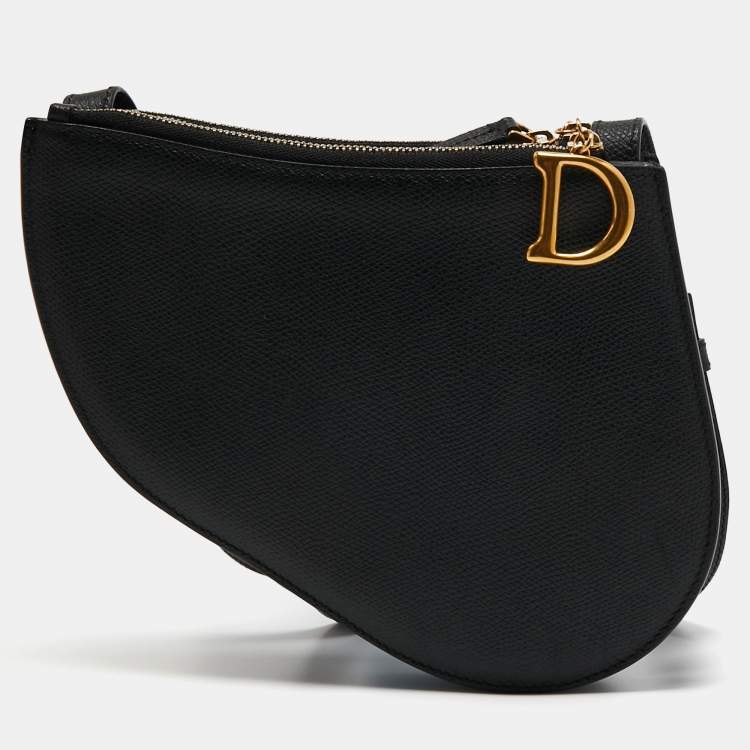Pre Owned Dior Black Leather Saddle Triple Zip Crossbody Bag