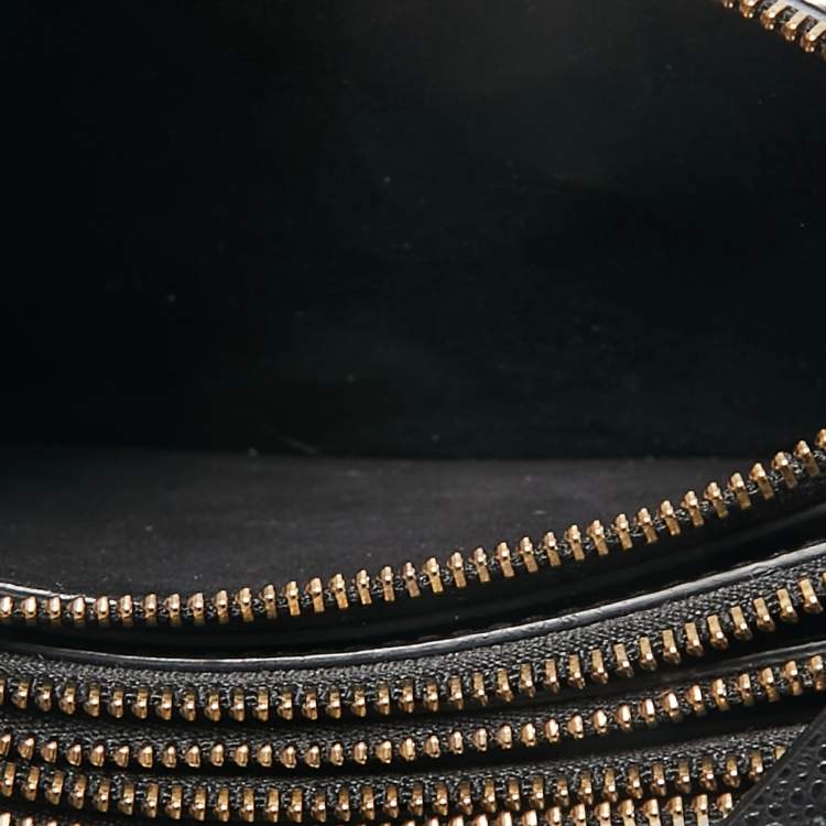 Pre Owned Dior Black Leather Saddle Triple Zip Crossbody Bag