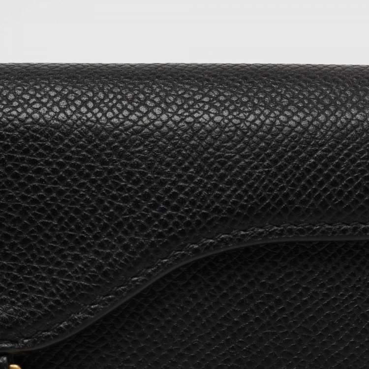 Pre Owned Dior Black Leather Saddle Card Holder