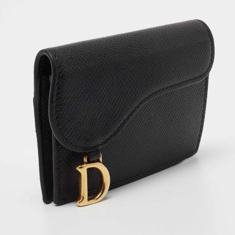 Pre Owned Dior Black Leather Saddle Card Holder