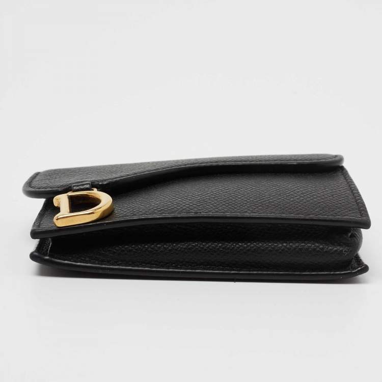Pre Owned Dior Black Leather Saddle Card Holder