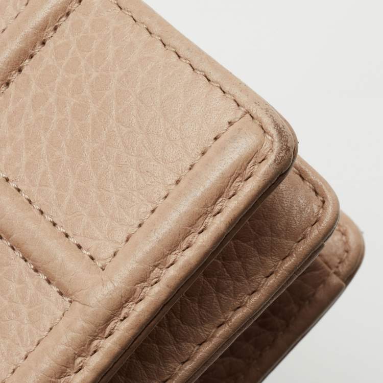 Pre Owned Dior Beige Leather Diorama Wallet on Chain