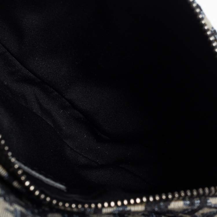 Pre Owned Dior Blue/Black Oblique Canvas and Leather Saddle Belt Bag