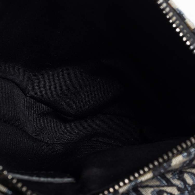 Pre Owned Dior Blue/Black Oblique Canvas and Leather Saddle Belt Bag