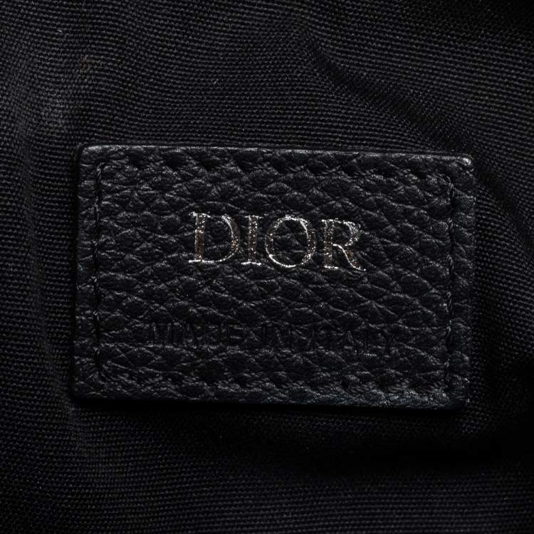 Pre Owned Dior Blue/Black Oblique Canvas and Leather Saddle Belt Bag