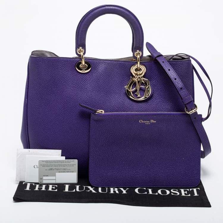 Pre Owned Dior Purple Leather Large Diorissimo Shopper Tote