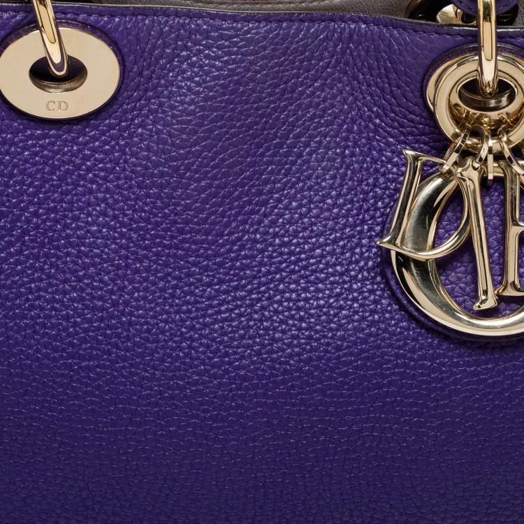 Pre Owned Dior Purple Leather Large Diorissimo Shopper Tote