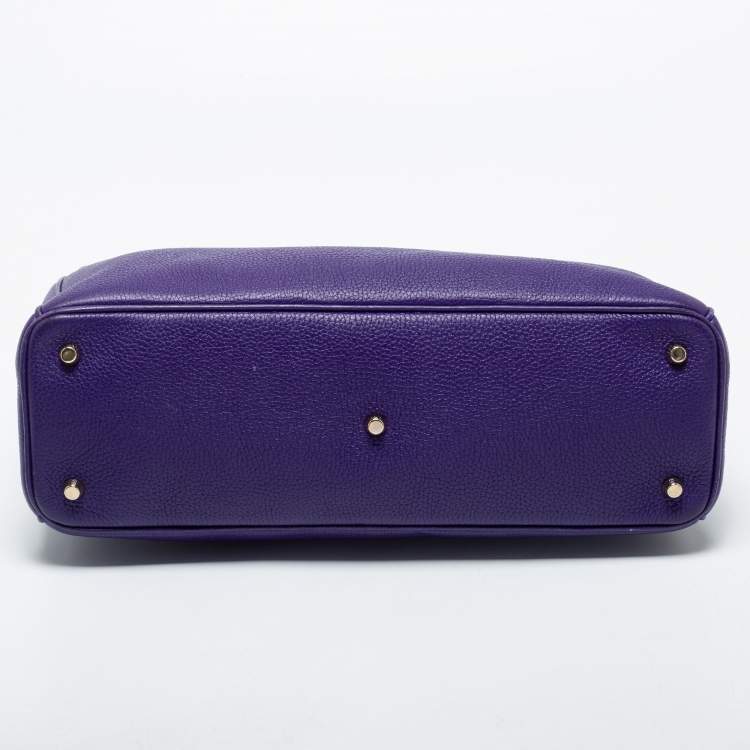 Pre Owned Dior Purple Leather Large Diorissimo Shopper Tote