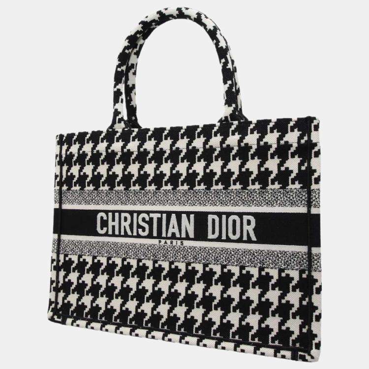 Dior - Medium Dior Book Tote Black and White Houndstooth Embroidery (36 x 27.5 x 16.5 cm) - Women