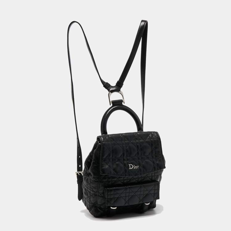 Pre Owned Dior Black Cannage Quilted Leather Small Stardust Backpack