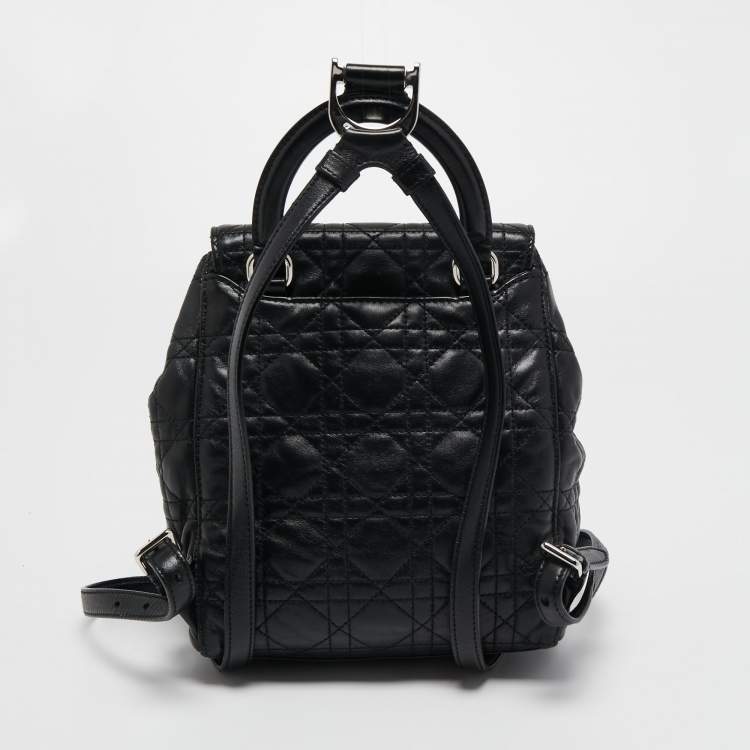 Pre Owned Dior Black Cannage Quilted Leather Small Stardust Backpack