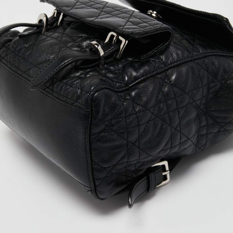 Pre Owned Dior Black Cannage Quilted Leather Small Stardust Backpack