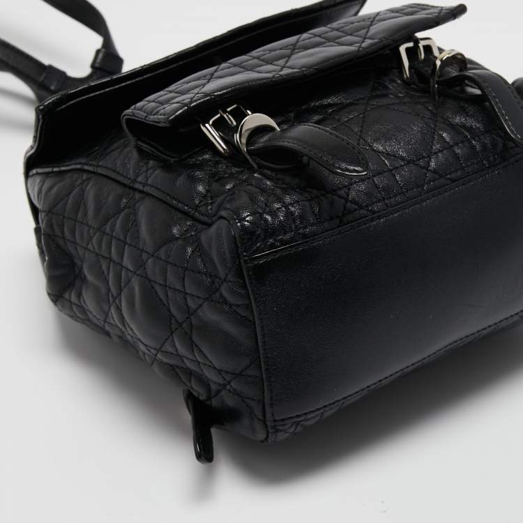 Pre Owned Dior Black Cannage Quilted Leather Small Stardust Backpack