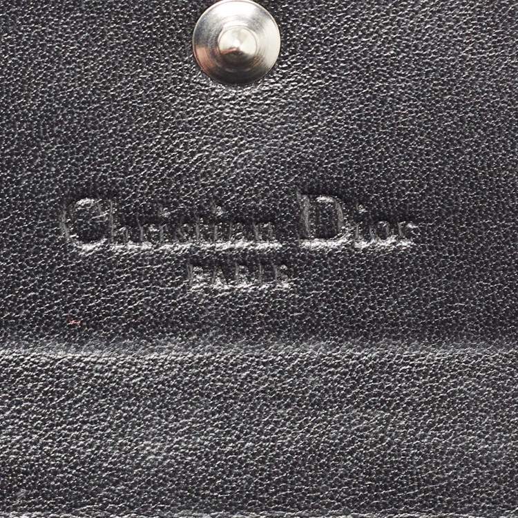 Pre Owned Dior Black/White Snakeskin Lady Dior Wallet on Chain
