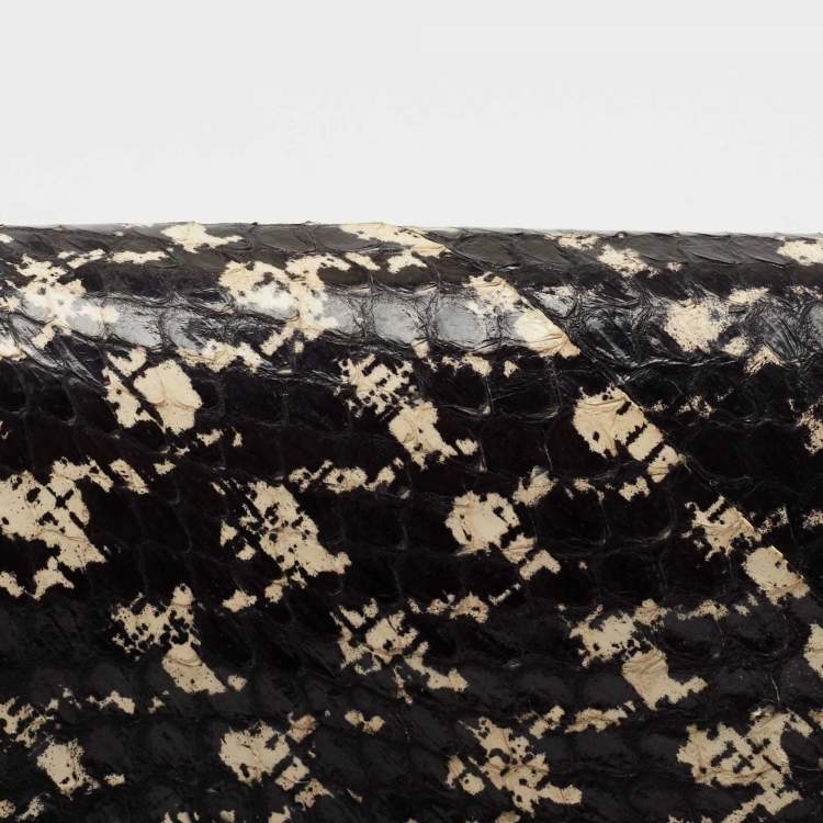 Pre Owned Dior Black/White Snakeskin Lady Dior Wallet on Chain