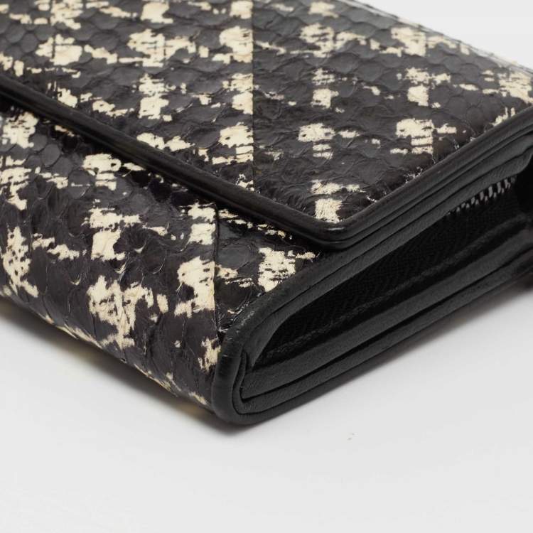 Pre Owned Dior Black/White Snakeskin Lady Dior Wallet on Chain