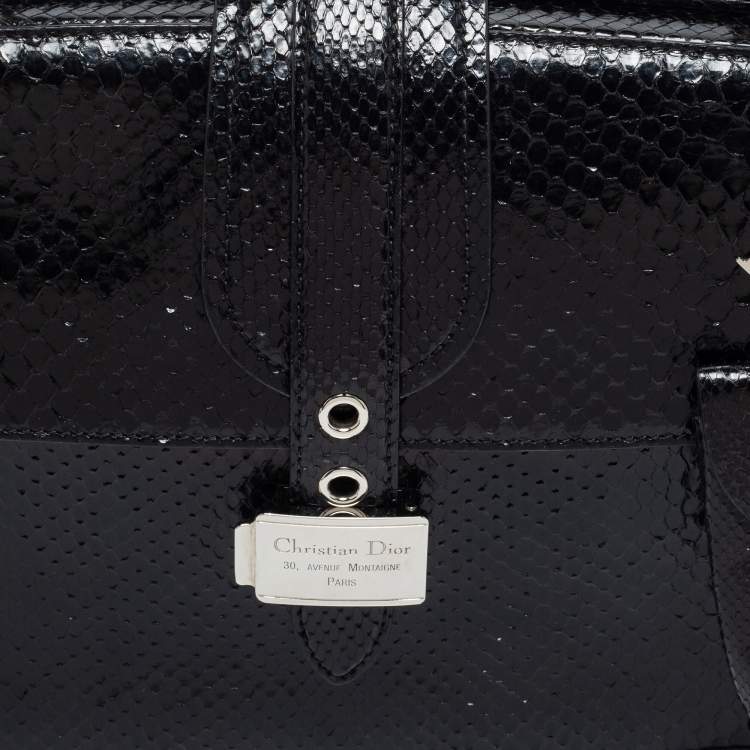 Pre Owned Dior Black Python Top Handle Bag