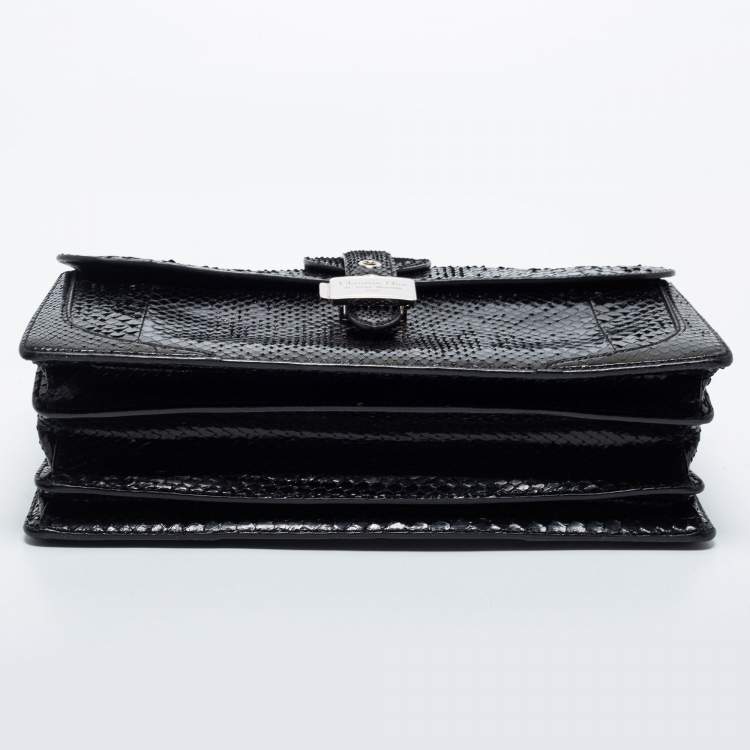 Pre Owned Dior Black Python Top Handle Bag