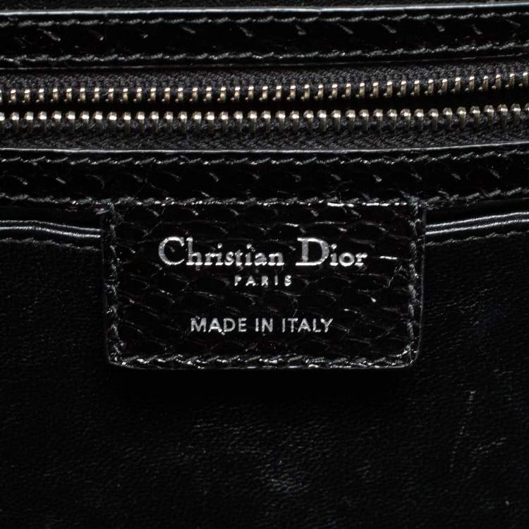 Pre Owned Dior Black Python Top Handle Bag