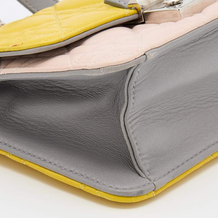 Pre Owned Dior Multicolor Cannage Quilted Leather Miss Dior Promenade Wallet On Chain