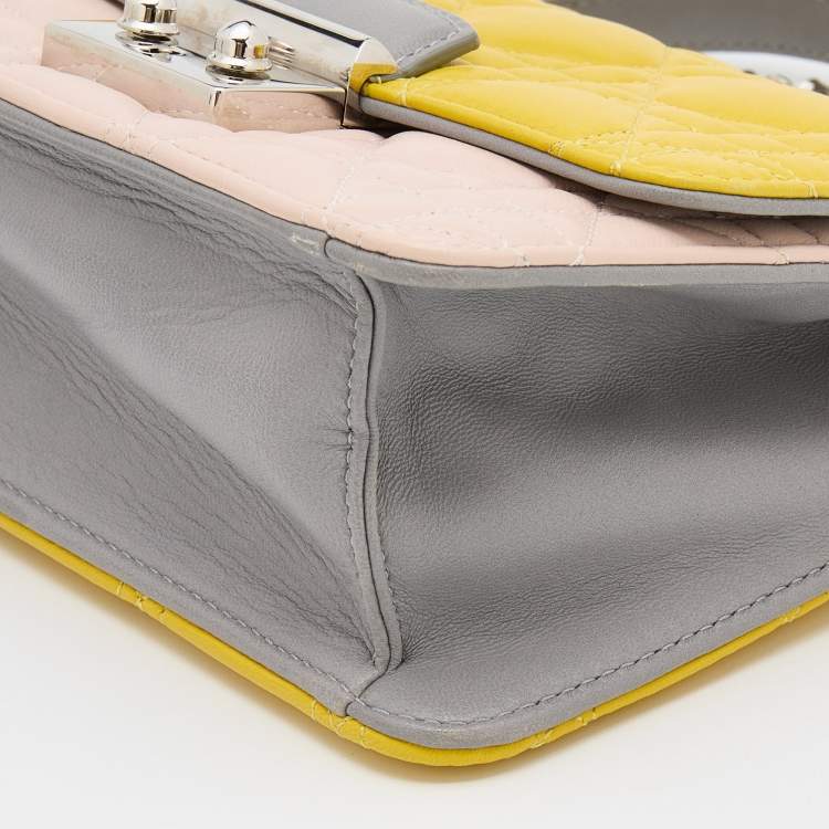 Pre Owned Dior Multicolor Cannage Quilted Leather Miss Dior Promenade Wallet On Chain