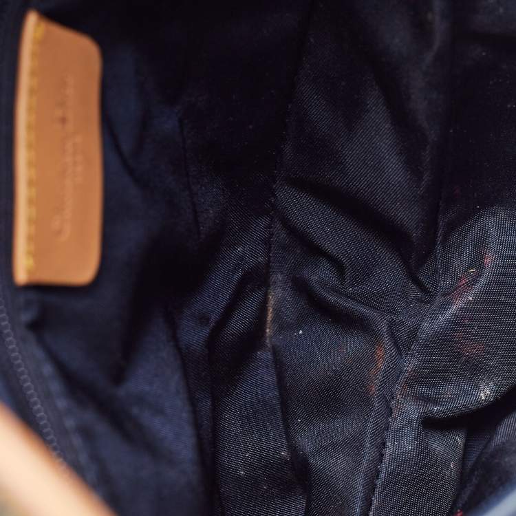 Pre Owned Dior Blue/Beige Denim and Leather Saddle Bag