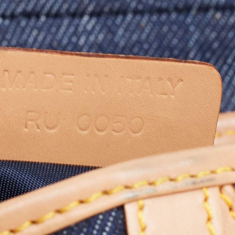 Pre Owned Dior Blue/Beige Denim and Leather Saddle Bag