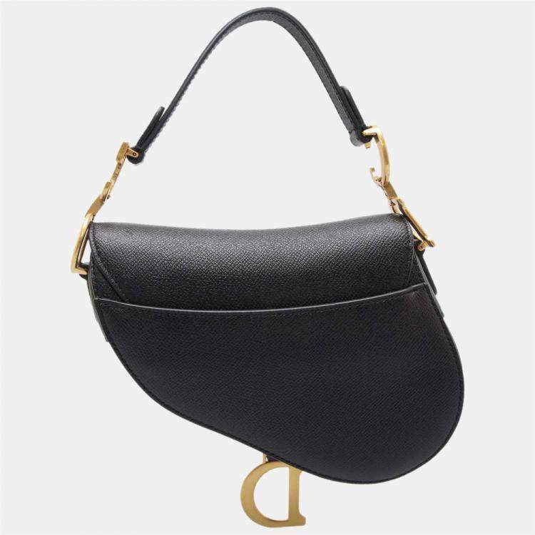 مملوكة مسبقًا Dior Black Leather Saddle Mini Shoulder Bag 