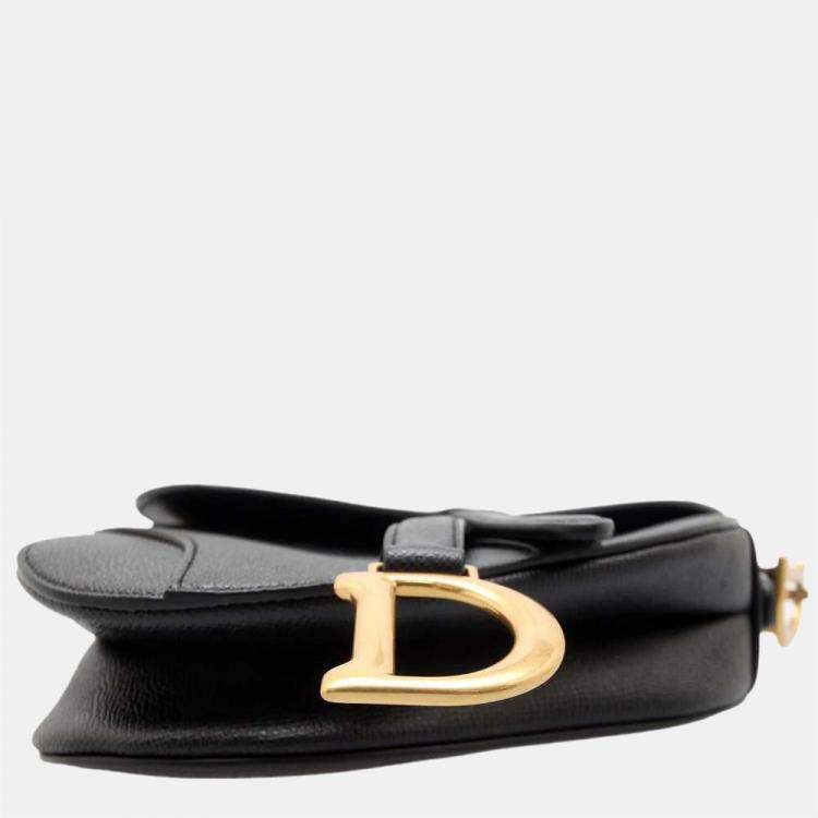 مملوكة مسبقًا Dior Black Leather Saddle Mini Shoulder Bag 