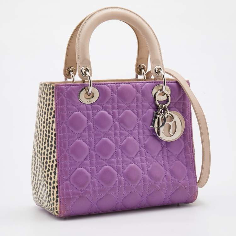 Pre Owned Dior Multicolor Leather And Water Snake Medium Lady Dior Tote