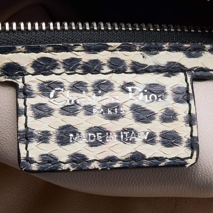 Pre Owned Dior Multicolor Leather And Water Snake Medium Lady Dior Tote