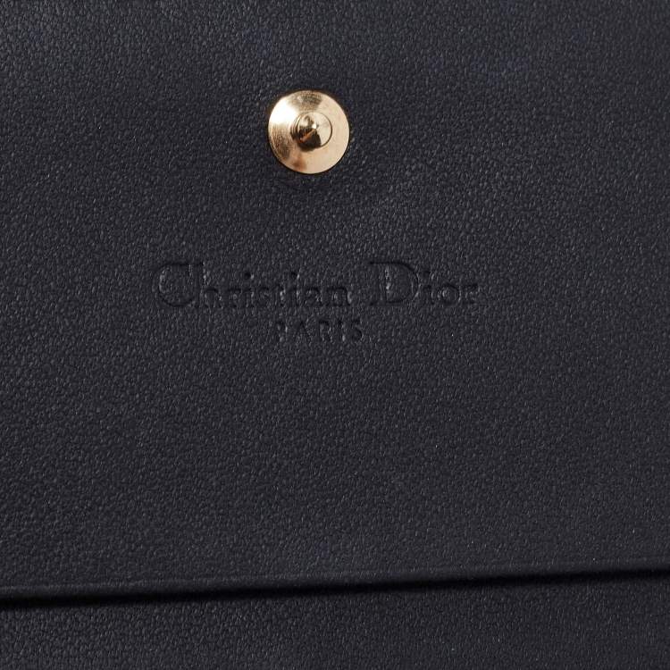 Pre Owned Dior Black Cannage Leather Lady Dior Flap Card Holder