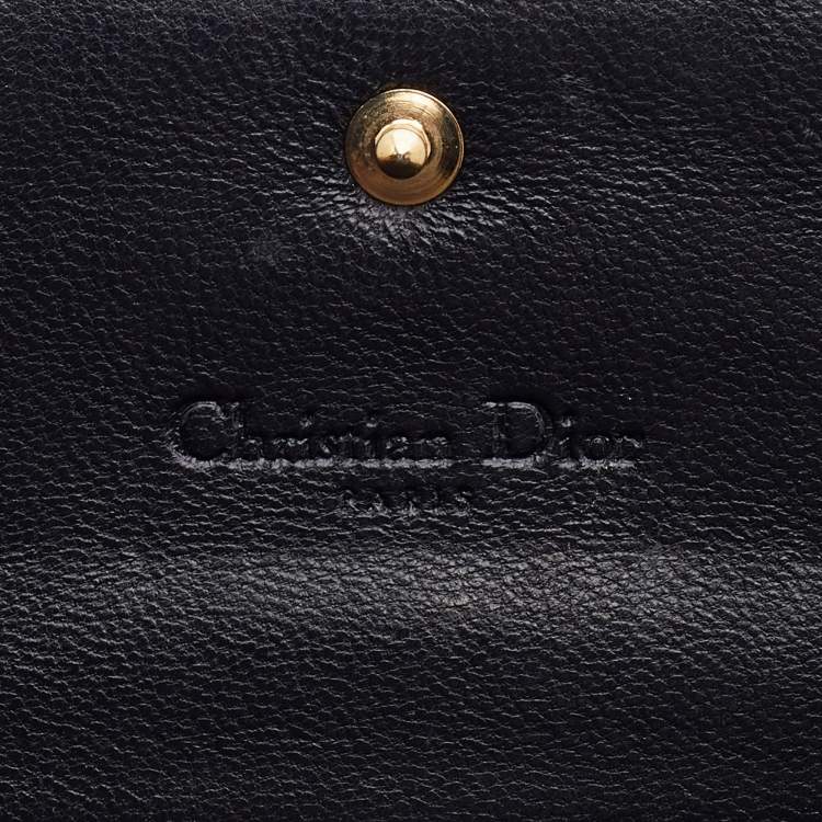 Pre Owned Dior Black Cannage Patent Leather Lady Dior Wallet 