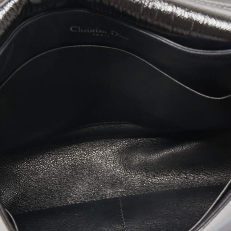 Pre Owned Dior Black/Blue Grained Leather Dune Top Handle Bag