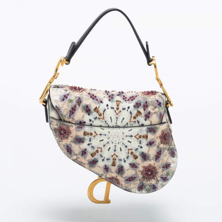 Pre Owned Dior Multicolor Leather and Beads Mini Saddle Bag