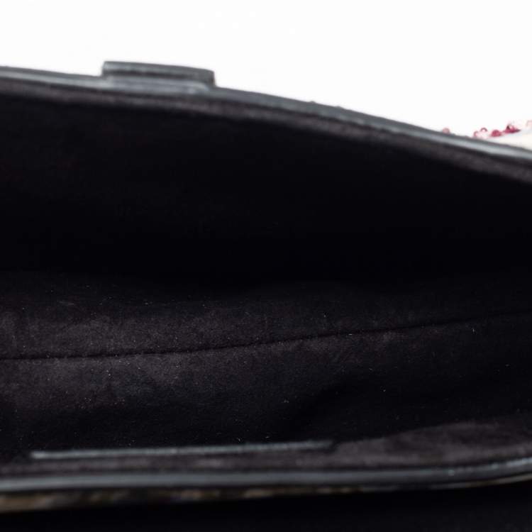 Pre Owned Dior Multicolor Leather and Beads Mini Saddle Bag