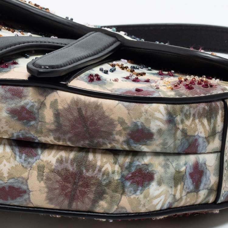 Pre Owned Dior Multicolor Leather and Beads Mini Saddle Bag