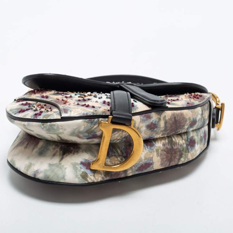Pre Owned Dior Multicolor Leather and Beads Mini Saddle Bag