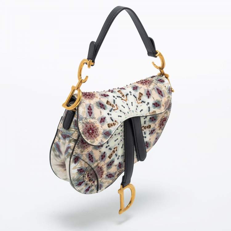 Pre Owned Dior Multicolor Leather and Beads Mini Saddle Bag