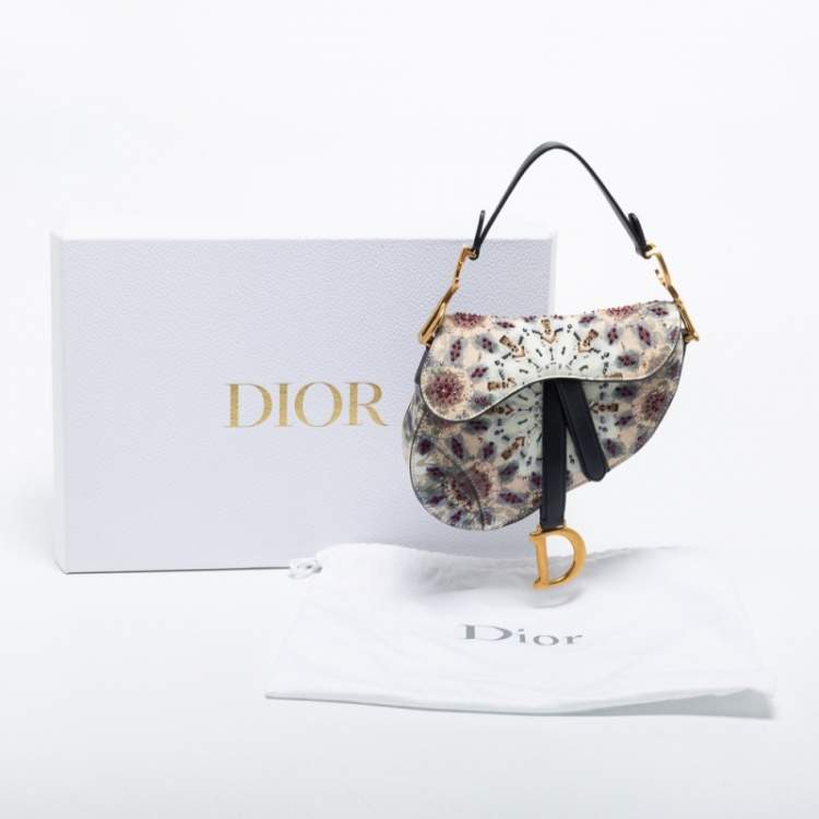 Pre Owned Dior Multicolor Leather and Beads Mini Saddle Bag