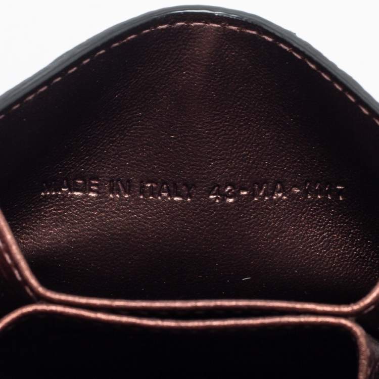 Pre Owned Dior Metallic Bronze Cannage Leather Lady Dior 5 Gusset Card Holder