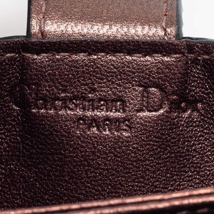 Pre Owned Dior Metallic Bronze Cannage Leather Lady Dior 5 Gusset Card Holder