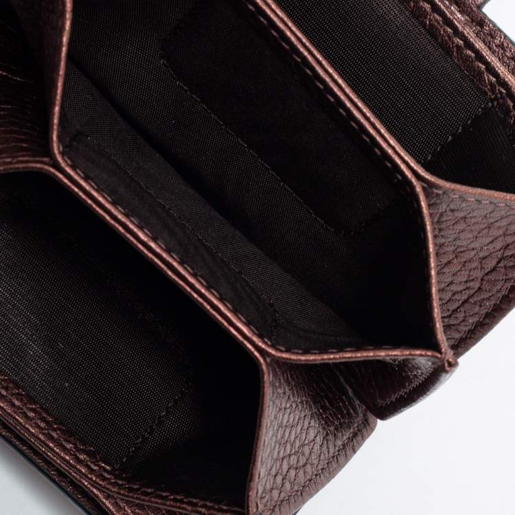 Pre Owned Dior Metallic Bronze Cannage Leather Lady Dior 5 Gusset Card Holder