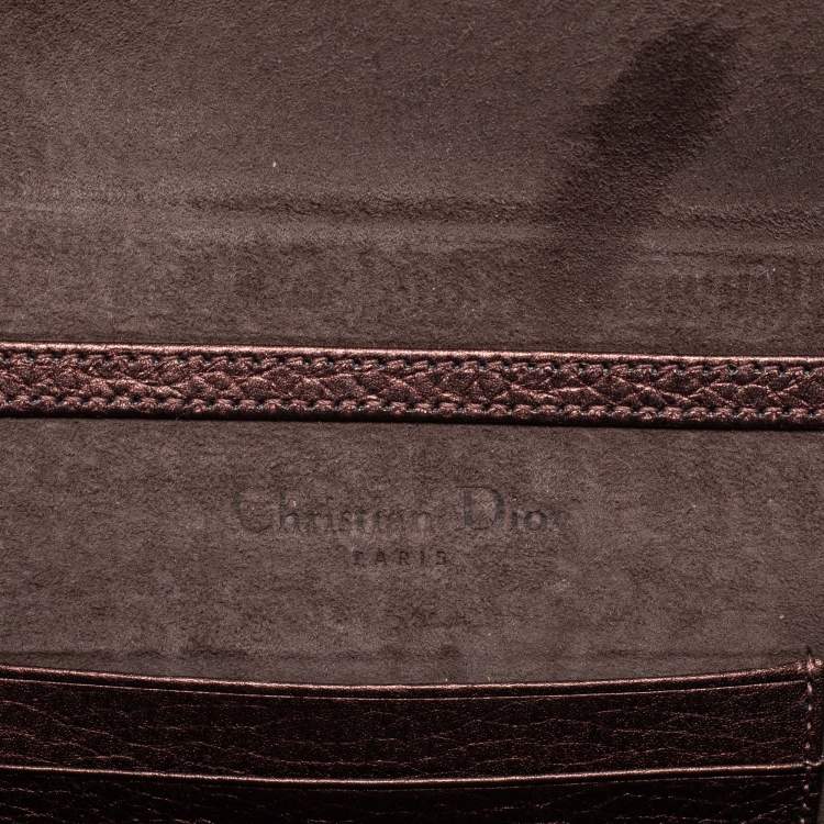 Pre Owned Dior Bronze Leather Diorama Top Handle Bag