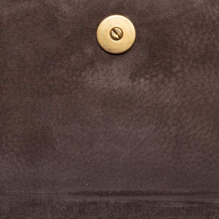 Pre Owned Dior Bronze Leather Diorama Top Handle Bag
