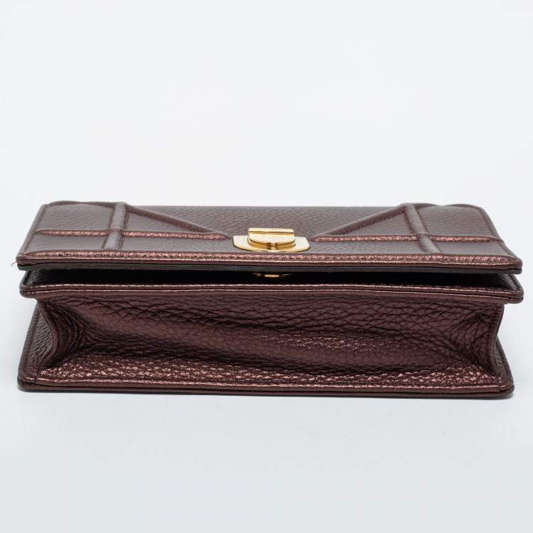 Pre Owned Dior Bronze Leather Diorama Top Handle Bag