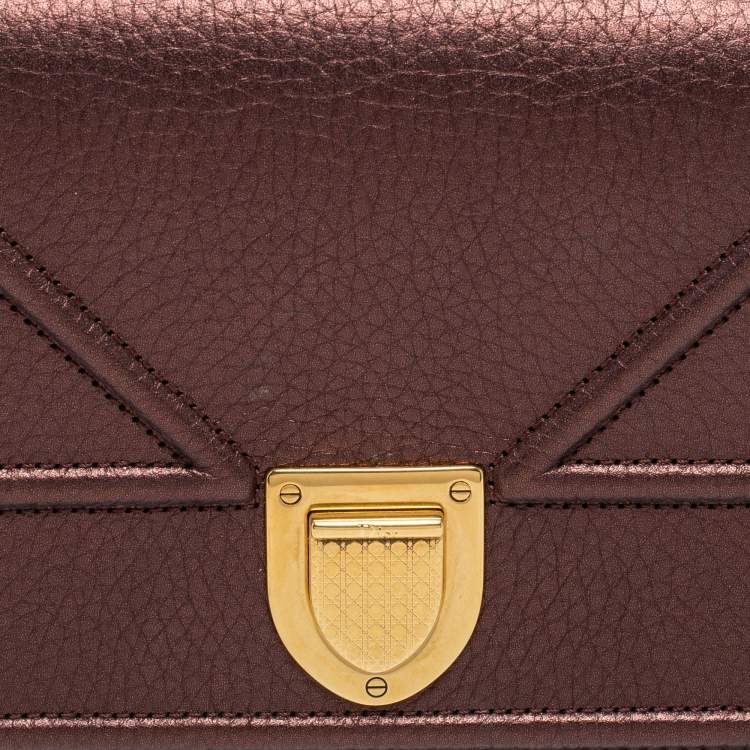 Pre Owned Dior Bronze Leather Diorama Top Handle Bag