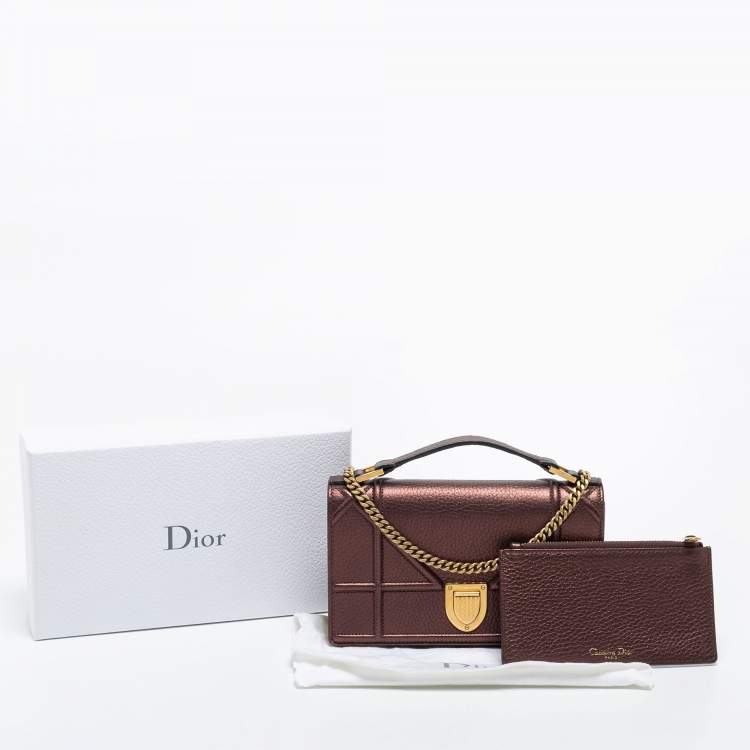Pre Owned Dior Bronze Leather Diorama Top Handle Bag