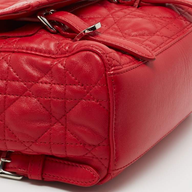 مملوكة مسبقًا Dior Red Cannage Quilted Leather Small Stardust Backpack