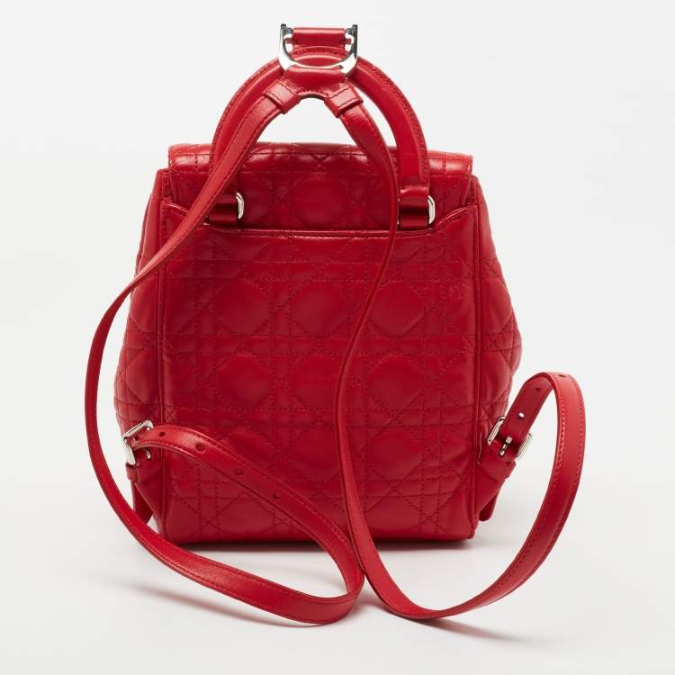 مملوكة مسبقًا Dior Red Cannage Quilted Leather Small Stardust Backpack